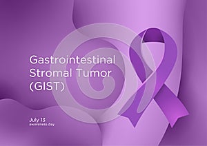 Gastrointestinal Stromal Tumor GIST awareness day in July 13. Lavender or violet color ribbon Cancer Awareness Products.