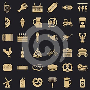 Gastronome icons set, simple style photo
