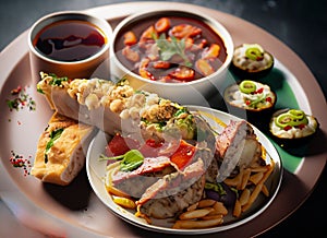 Food with delicious dipping sauce - Generative AI photo