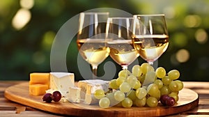 Gastronomic Pleasures: White Wine, Cheeses, and Grapes Unite in Culinary Delight