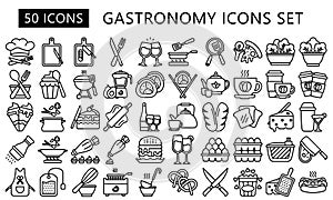 Gastronomy black outline icons pack
