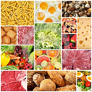 Gastronomy collage in white background