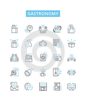 Gastronomy vector line icons set. Dining, Eating, Cuisine, Gastronomy, Restaurants, Foodie, Bistro illustration outline