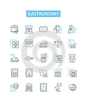 Gastronomy vector line icons set. Dining, Eating, Cuisine, Gastronomy, Restaurants, Foodie, Bistro illustration outline