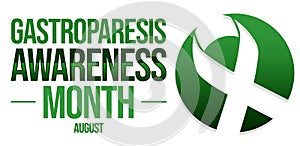 Gastroparesis awareness month background with green ribbon design on the side. August is Gastroparesis awareness concept backdrop photo