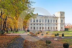 Gatchina palace and park in autumn, Russia