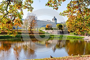 Gatchina palace and park in autumn, Russia