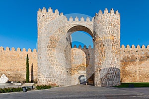 Gate of the Alcazar in the city walls of Avila, Spain