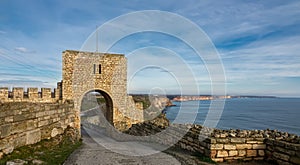 Gate of ancient fortress Kaliakra on a cape Kaliakra. North-east Bulgaria, Kavarna, Black sea