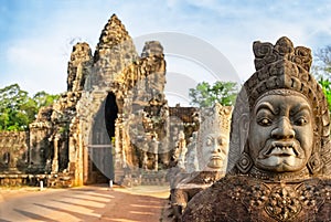 Gate at ancient temple Angkor Thom of Angkor Wat, Siem Reap, Cambodia