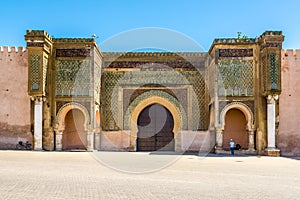 Gate Bab El-Mansour at the El Hedim square in Meknes - Morocco