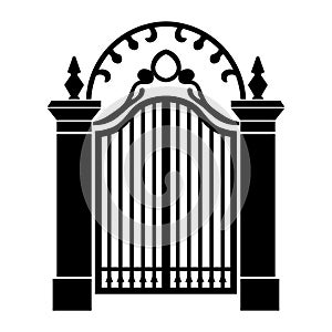 Gate black vector icon on white background