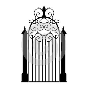 Gate black vector icon on white background