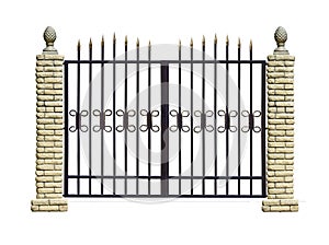 Gate with brick columns