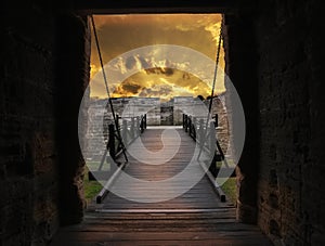 Gate And Bridge Of Old Fort