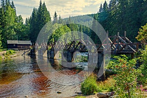 Gate bridge Rechle, Modrava, Sumava, Czech Republic