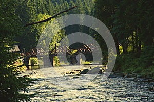 Gate bridge Rechle, Modrava, Sumava, Czech Republic