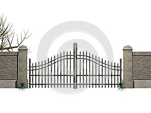 Gate with bushes