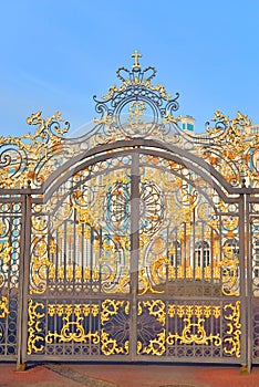 Gate of Catherine palace fence in Tsarskoye Selo.