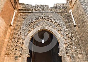 The gate of Chellah which is the world heritage in Rabat with bl