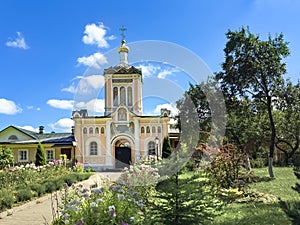 The Gate Church of St. John Baptist Sket of Holy Vvedensky Optina Desert. Russia