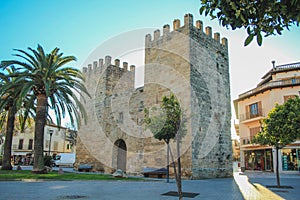 Gate of the city wall in Alcudia, Mallorca, Spain