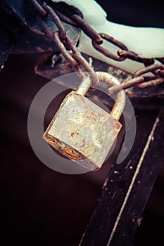 Gate closed with a padlock