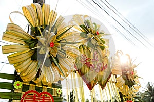 Gate decorated wedding day with coconut leaves in Vietnam 02