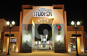 Gate of Disney Hollywood Studios at night