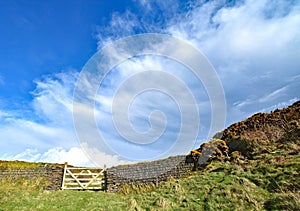 Gate and drystone wall