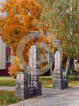 Gate entrance group to the city square. Gomel, Belarus photo