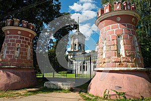 A gate in the form of towers in Goncharov family estate in Yaropolets village