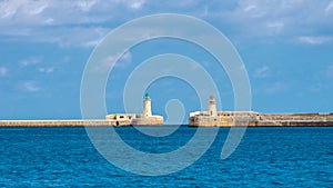 Gate of Grand Harbour to Mediterranean sea in Valletta, Malta