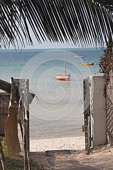 Gate of a guest house in Vilanculos with sea view