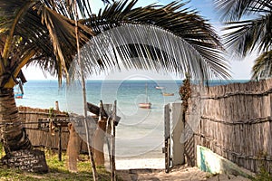 Gate of a guest house in Vilanculos with sea view