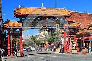 Victoria Chinatown Gate of Harmonious Interest, Vancouver Island, British Columbia, Canada