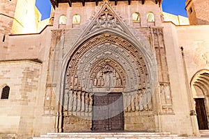 Gate of the Holy Cathedral of the Transfiguration of the Lord in Huesca, Spai