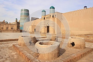 The gate of Kunya Ark Palace in Ichan Kala in Khiva city, Uzbekistan