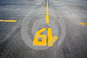 Gate layout on the asphalt in airport terminal