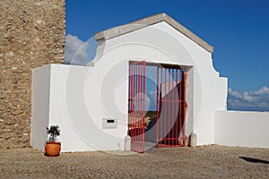 Gate of the Lighthouse of Cabo de Sao Vicente in Algarve, Portugal