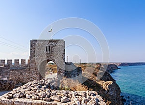 The gate of the medieval fortress of Kaliakra. Bulgarian