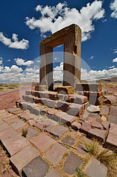 Gate of the moon. Tiwanaku archaeological site. Bolivia