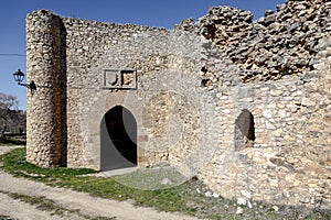 Gate of the mountain in the medieval wall of Palazuelos, Spain