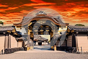 The Gate of Nijo Castle, a UNESCO World Heritage Site in the heart of Kyoto Japan