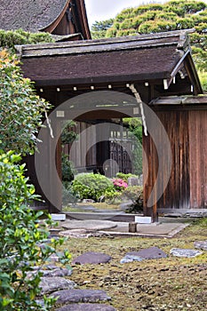 A gate of Ohanagoten inside Kyoto Imperial Palace.  Kyoto Japan