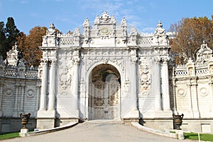 Gate with ornaments in Dolmabahce palace, Istanbul, Turkey