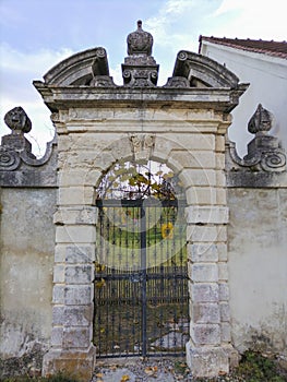 Gate of the picturesque Rein Abbey, founded in 1129, the oldest Cistercian abbey in the world, located in Rein near Graz,