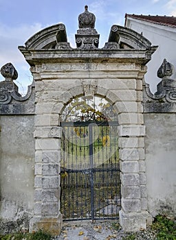 Gate of the picturesque Rein Abbey, founded in 1129, the oldest Cistercian abbey in the world, located in Rein near Graz,