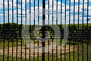 The gate that protects hectares of vineyards and wine in Saint Emilion