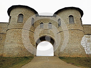 Reconstructed Roman gateway with watchtowers photo
